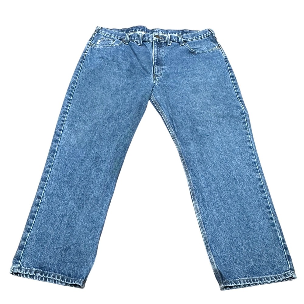 Carhartt B480-DVB‎ Relaxed Fit Jeans Mens 44x30 Blue Denim Straight Leg Stained
